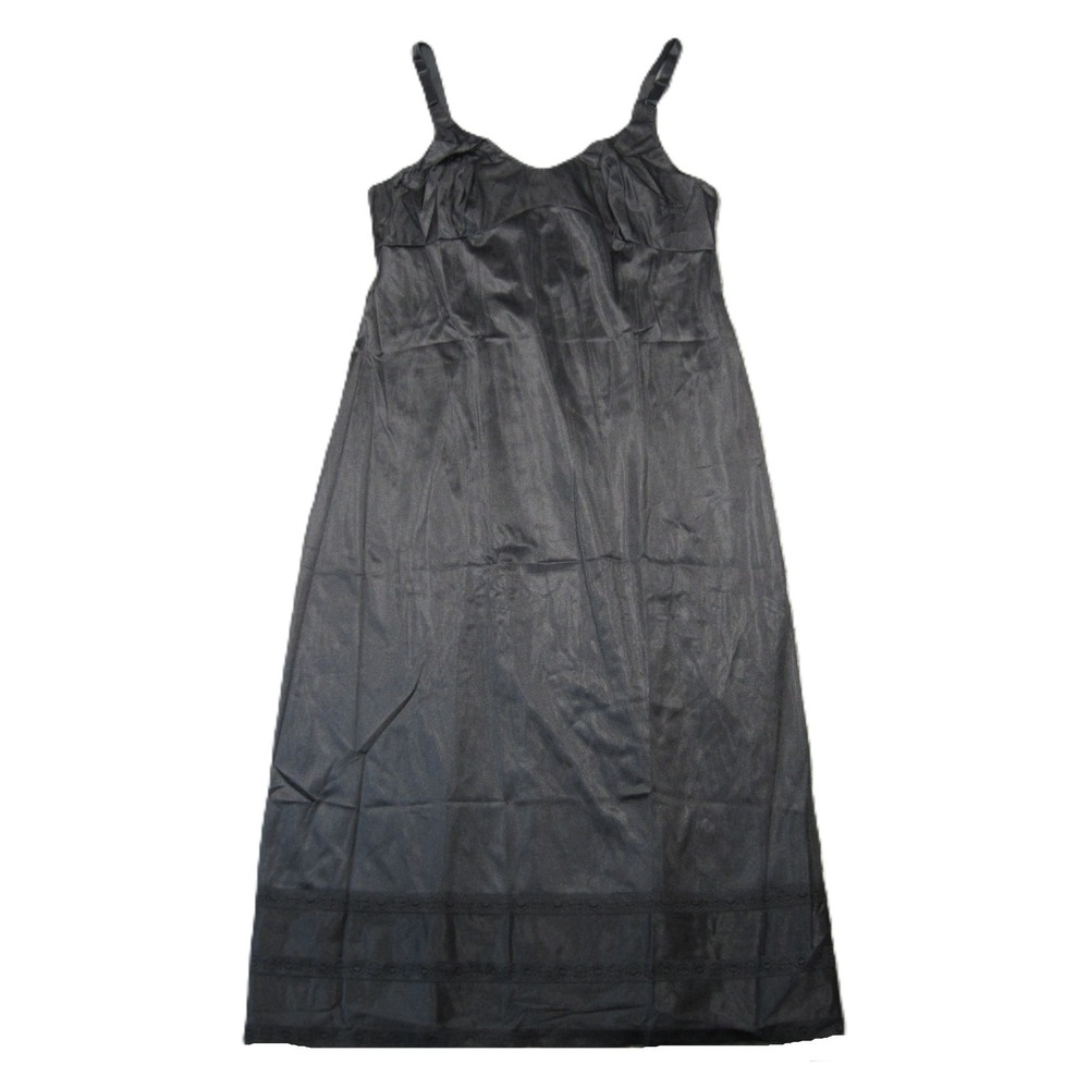 Vtg Sears Clip it Full Slip Size 36 Black Lace Trim Anti-Cling‎ Lingerie USA NEW